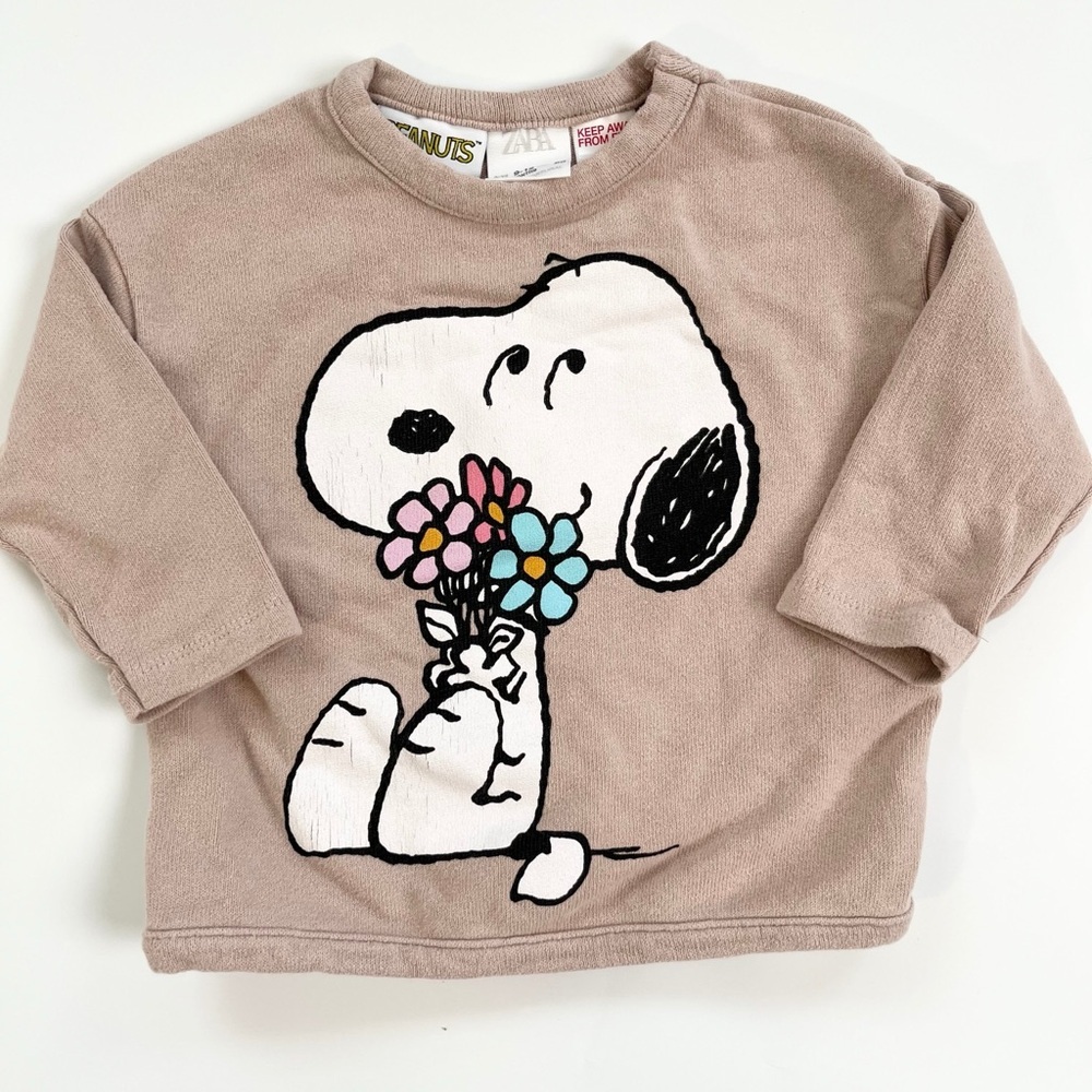 Zara Kids Snoopy Sweatshirt - Pink with Multicolor Design